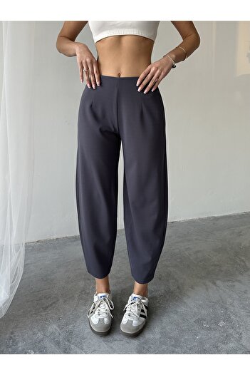 DENİMJESST Gray Scuba Crepe Fabric Baggy Model Balloon Pants