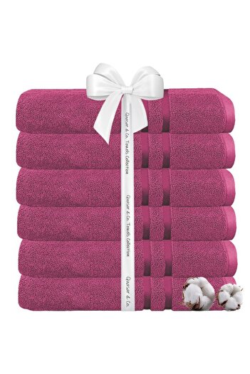 Quasar & Co. Set of 6 bath towels, 100% cotton, 450 g/m2, 70 x 140 cm, fuchsia