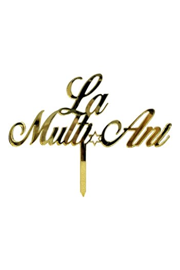 OEM Happy Birthday cake topper, Promotional Print, LMA01, gold acrylic mirror, 12x5 cm