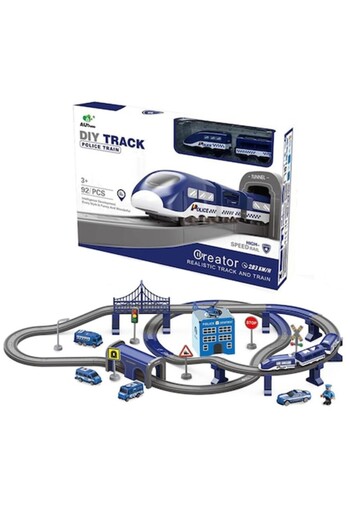 OEM Police electric train circuit with accessories, 92 pieces, DIY, TR1005 Autree