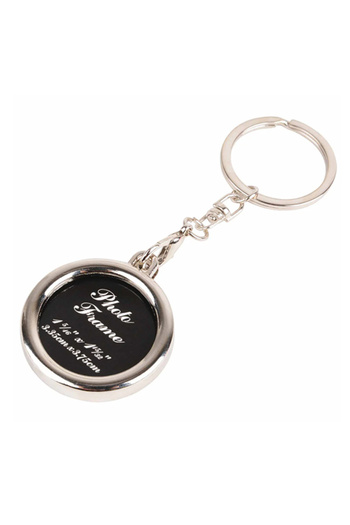OEM Metal keychain with round photo insert in box