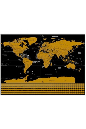 Zenino Scratch Off World Map Kit - Stickers Included, Photo Pins, Black