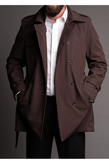 Couture For Gentlemen Chocolate brown waterproof trench coat for men