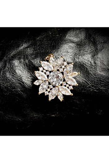 NOOR JEWELLERY LUNAR BLOOM BROOCH PLATED GOLD