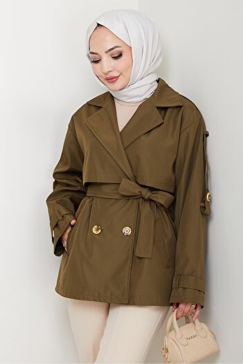 Bestenur Nehar Windbreaker Lined Trench 1621 - Χακί
