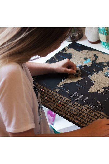 Zenino Scratch Off World Map Kit - Stickers Included, Photo Pins, Black