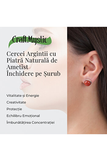 craftmystic Elegant earrings with Carneol, screw closure, for energy and courage
