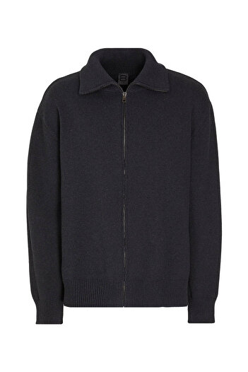 8 By Yoox COTTON PLAIN KNIT FULL-ZIP JUMPER