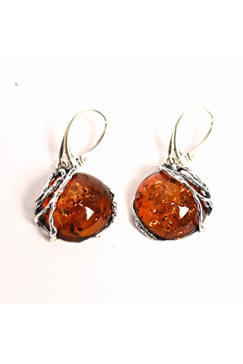 craftmystic 925 Sterling Silver with Amber Amber Earrings - Elegance and Protection