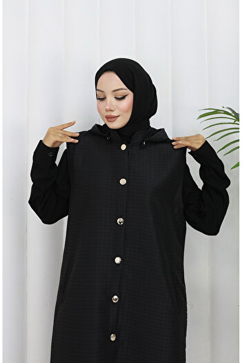sefamerve Quilted Fabric Buttoned Vest 0186-03 Black