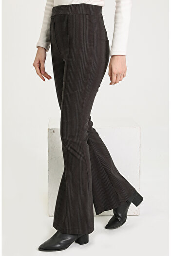sefamerve Flared Trousers 7017-02 Brown Gray