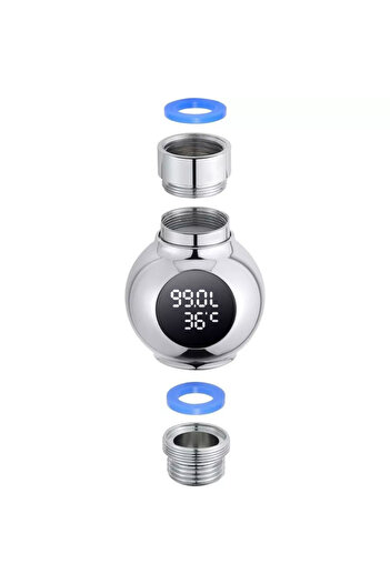 VENTLEX Faucet Extension with Water Temperature and Flow Display, Self-Recharging Function, Universal Shower Model
