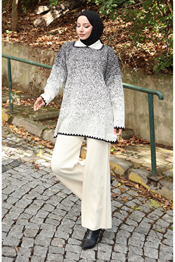 sefamerve Knitwear Tunic Trousers Double Suit 1123-07 Black