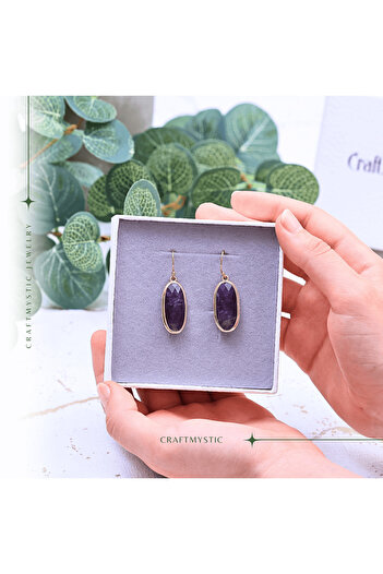 craftmystic Oval Earrings with Golden Amethyst Faceted Amethyst Stone - Energy and Elegance