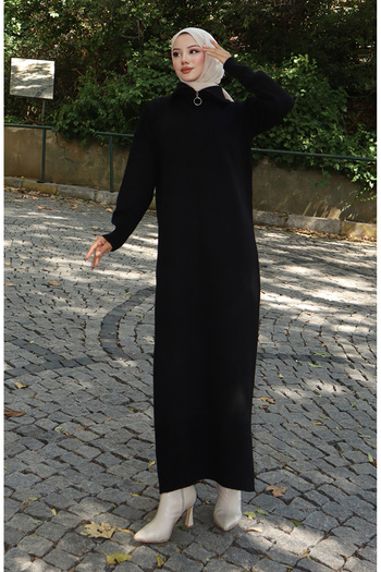 sefamerve Knitwear Turtleneck Dress 0511-01 Black