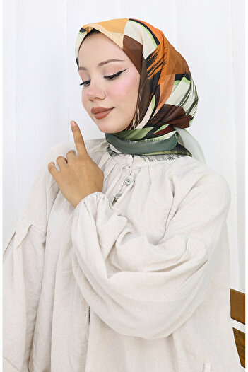 sefamerve Digital Printed Scarf 70320-10 Khaki Brown
