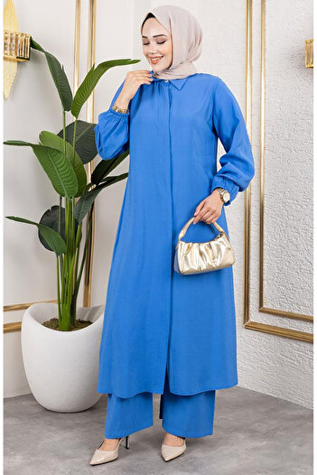 sefamerve Long Tunic Modal Set 0330-05 Indigo