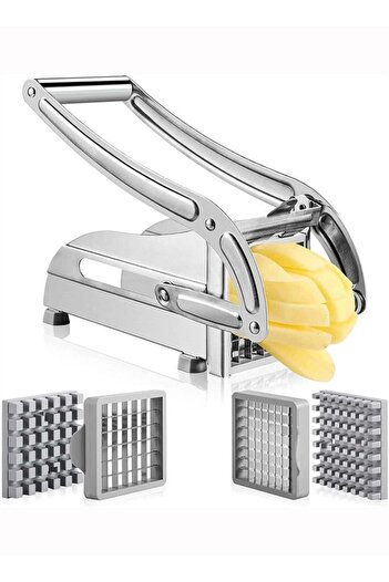 fulina French Fry Cutter Stainless Steel Vegetable Dicer Grater Chip Cutter with 2 Replacement Blades