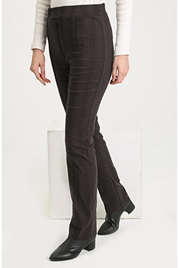sefamerve Striped Cotton Lawn Trousers 7016-03 Brown Gray