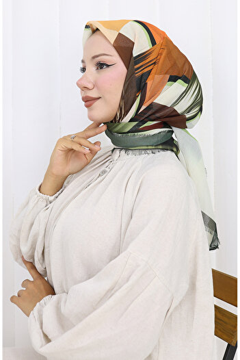 sefamerve Digital Printed Scarf 70320-10 Khaki Brown
