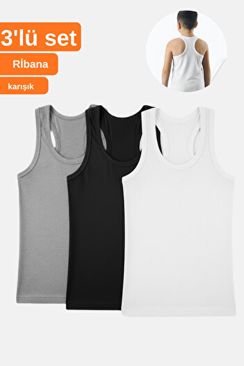CNT Boy's 3-Piece Ribbed Sports Tank Top