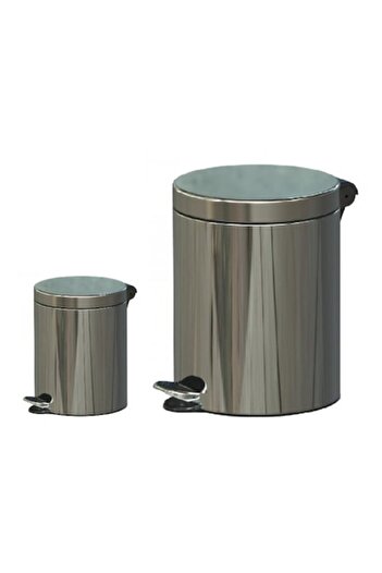 OEM Studio Casa stainless steel trash cans, cylindrical shape, with pedal and hinged lid, set of 2 pieces, 4 + 12