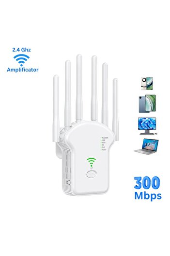 Taggo 300Mbps Dual-Band WiFi Extender with 6 Antennas - Universal Router & Signal Booster