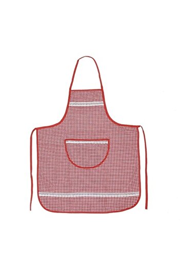 OEM Kitchen apron, with lace, cotton + polyester, white + red, 62 x 75 cm