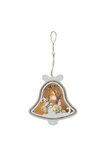 OEM Christmas decoration, bell type, made of wood, with lights, 11 x 11.5 cm, SYMZPA-442091