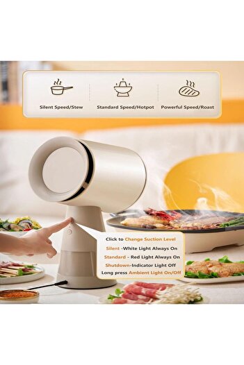 Fipka Tabletop Range Hood for Cooking, Desktop Range Hood with 3 Speed Adjustable & LED Atmosphere L