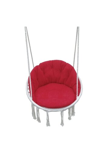 OEM Hanging armchair cushion, with backrest, polyester + polyurethane foam, round, red, D 60 cm