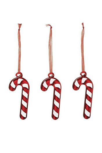 IKEA Winterfint Tree Ornament Red and White Candy Cane 8cm Set of 3