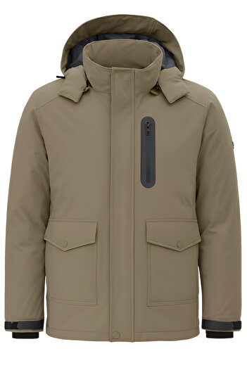 SİVAİST Men's Brown Outdoor Waterproof Hooded Winter Coat – Wind and Rain Resistant