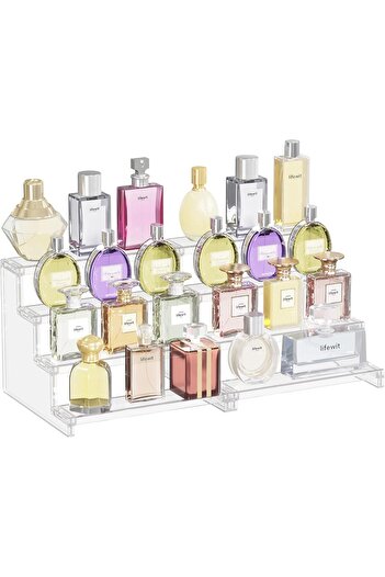 Slasa 4-Tier Clear Display Risers – 2 Pack Transparent Organizer 22×20×5 cm for Figures & Décor
