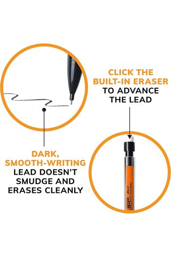 Bic Mechanical Pencil Extra Life by BIC, Transparent Cylinder, Medium Tip (0.7mm), 10 Pieces