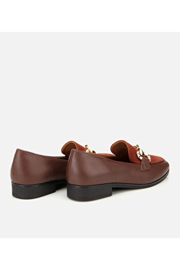 Hotiç Kadın Süet Deri Acı Kahverengi Tokalı Klasik Loafer