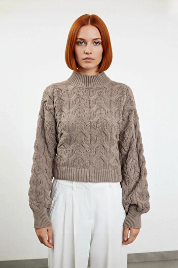 PayBuy Tricotaj oversize pentru femei, cu guler înalt, pulover crop, design confortabil și elegant pentru zilele de iarnă
