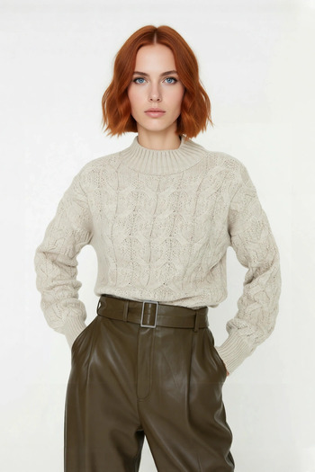PayBuy Tricotaj oversize pentru femei, cu guler înalt, pulover crop, design confortabil și elegant pentru zilele de iarnă