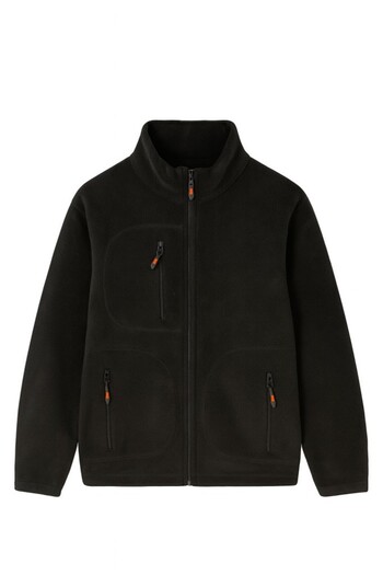 CGA Men's Zipper Pocket Black Fleece 3-Pocket Zippered Black Men's Fleece