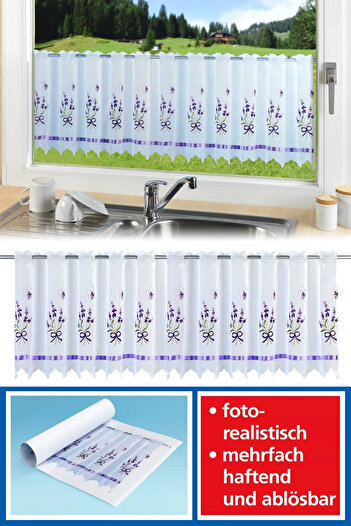 Binbirreyon Kitchen Bistro Curtain Patterned Adhesive Sticker Foil 45X100Cm Double Sided Realistic Mc022
