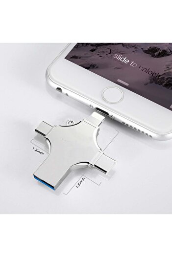 Generic محول USB عالمي 4 في 1 بسعة 512 جيجابايت من النوع C، متوافق مع أجهزة Android وiPhone والكمبيوتر المحمول