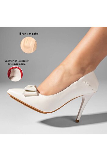 BMoD Women's white shoes with thin heel and bow MOD10961