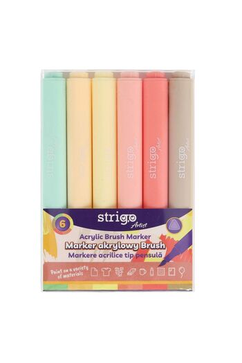 Strigo Acrylic brush markers, 6 colors SSC432
