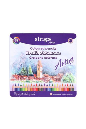 Strigo Colored pencils, Artist series, 24 colors, metal box, cedar wood SSC357