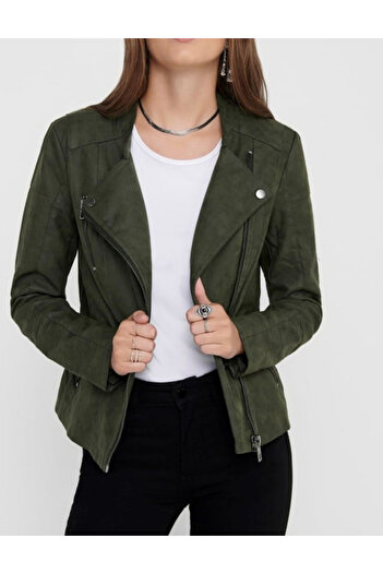 ONLY Only faux leather jacket, khaki