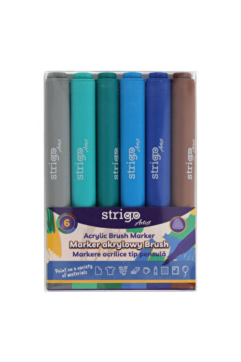 Strigo Acrylic brush markers, 6 colors SSC436