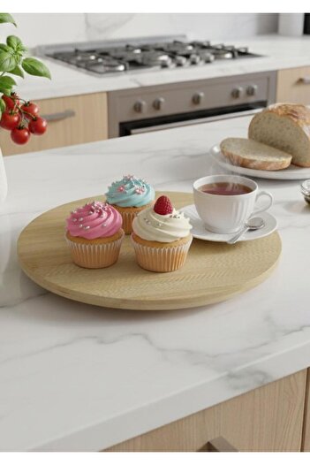 HomeTarz Bamboo Rotating Stand Presentation Stand - 28 cm