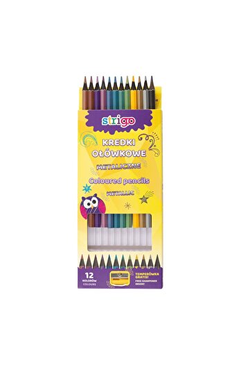 Strigo Metallic colored pencils, 12 colors, with sharpener SSC118
