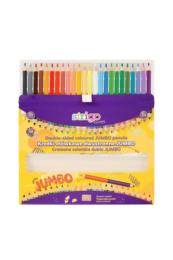 Strigo Jumbo double colored pencils, 24 pieces, 48 ​​colors, triangular, with sharpener SSC356