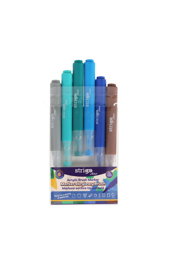 Strigo Acrylic brush markers, 6 colors SSC436